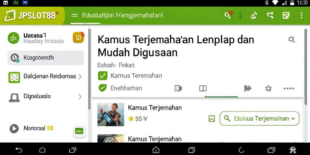 Tampilan antarmuka utama JPSLOT88 untuk Kamus Terjemahan.