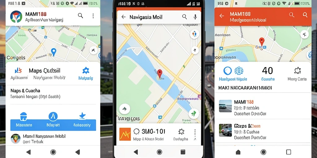 Antarmuka MAMI188 menunjukkan peta dan informasi navigasi mobil.