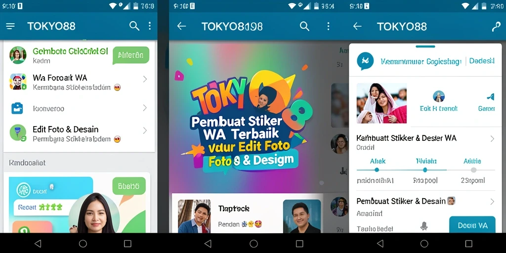 Tampilan antarmuka pengguna TOKYO88 saat mendesain stiker WA.