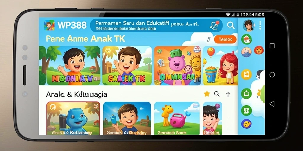 Antarmuka menarik dan edukatif dari WP888 untuk anak-anak.