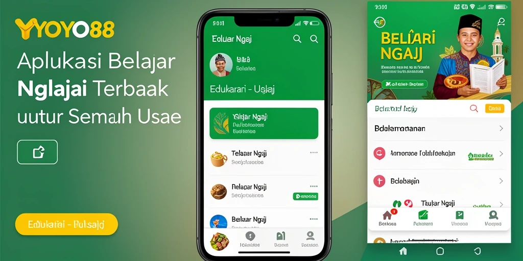 Tampilan antarmuka menarik dan intuitif dari aplikasi Belajar Ngaji YOYO88.